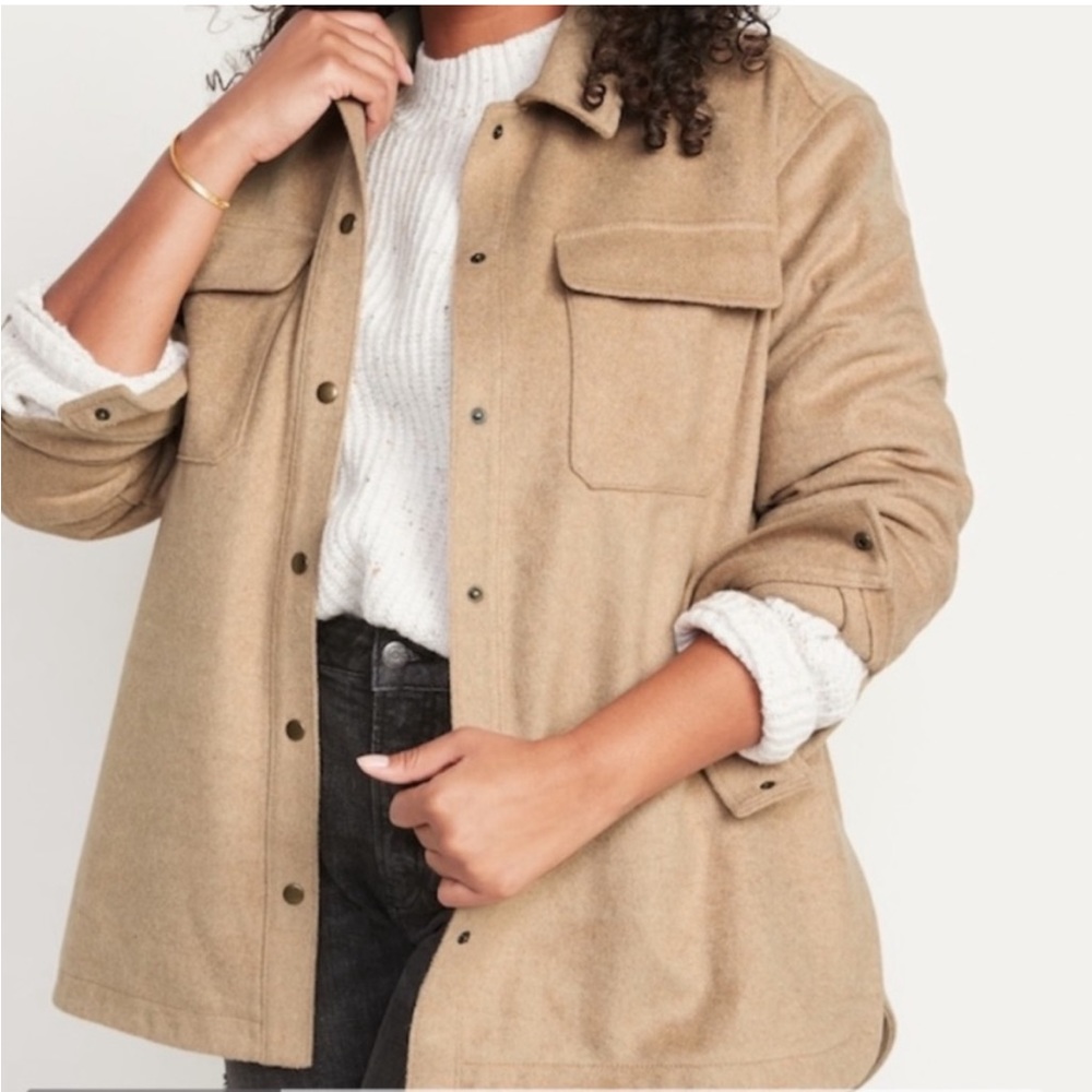 Old Navy Utility Shacket, oversized soft camel